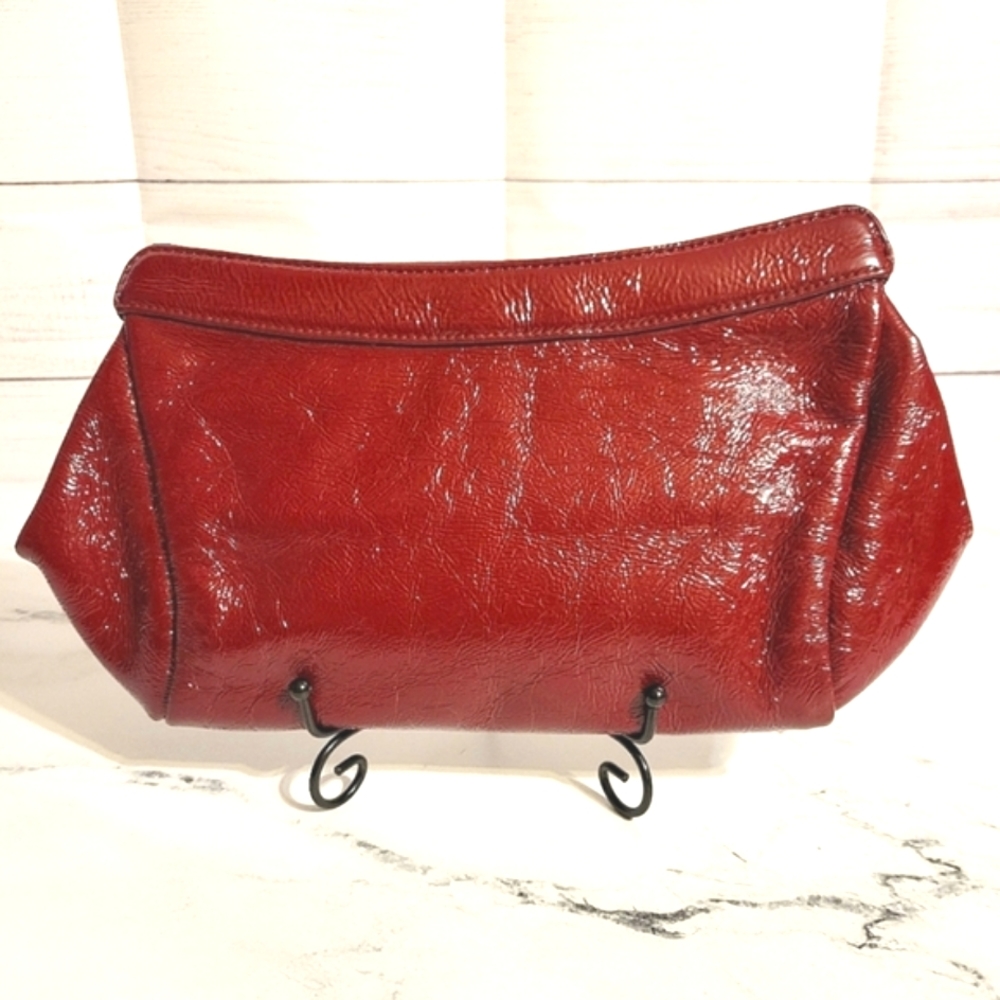 RARE NWOT HOBO Int'l Blood Red Genuine Shiny Patent Leather Clutch